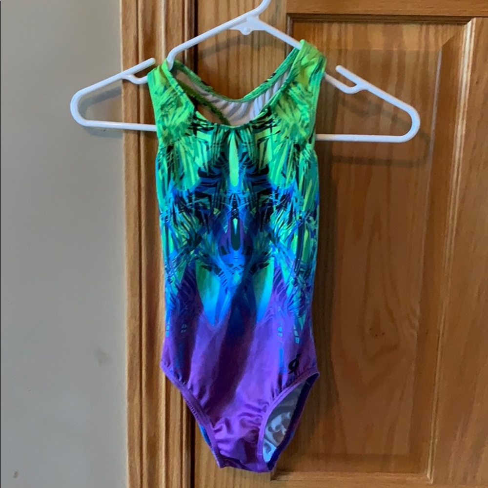GK Green and Purple Kids Leotard